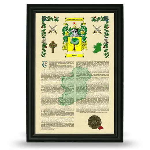 Bohil Armorial History Framed - Black
