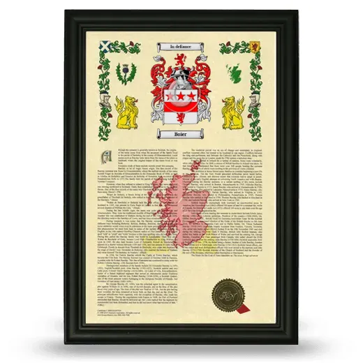 Boier Armorial History Framed - Black