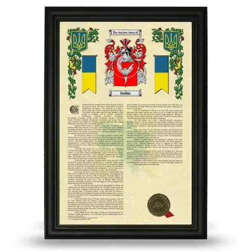 Boikin Armorial History Framed - Black