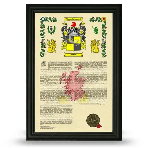 Boldand Armorial History Framed - Black
