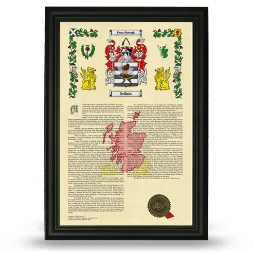 Bollain Armorial History Framed - Black