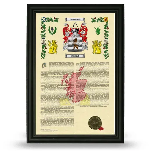 Bolland Armorial History Framed - Black