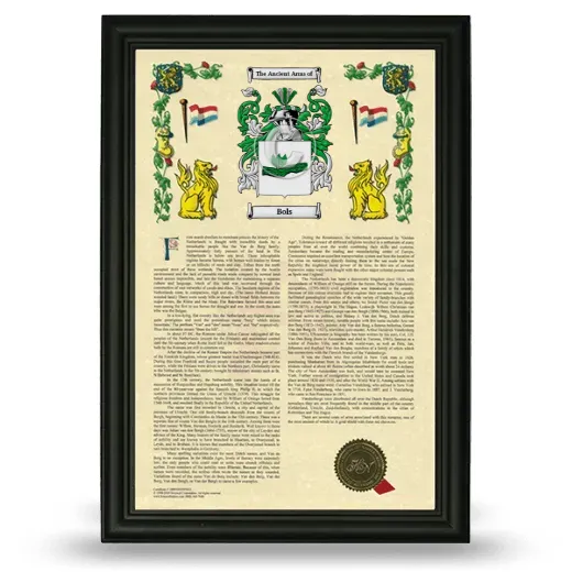 Bols Armorial History Framed - Black