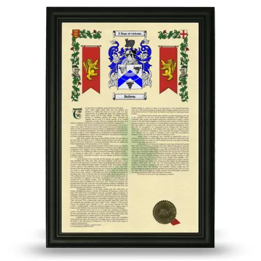 Bolyen Armorial History Framed - Black