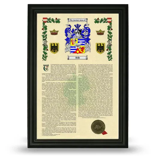 Bolz Armorial History Framed - Black