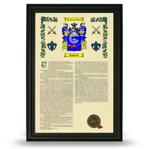 Bombarde Armorial History Framed - Black