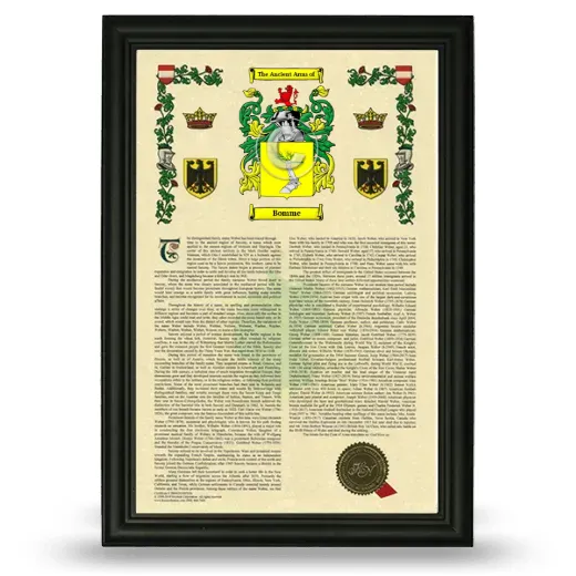Bomme Armorial History Framed - Black