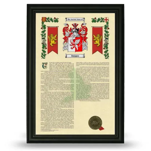 Bompas Armorial History Framed - Black
