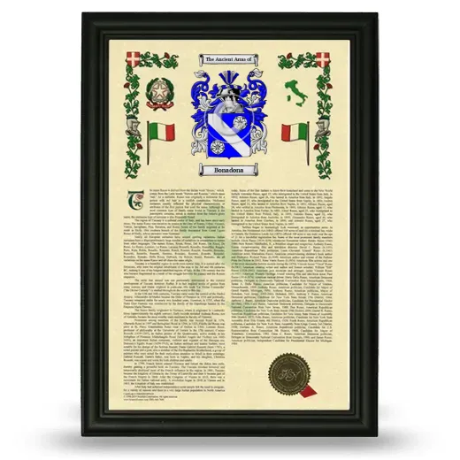 Bonadona Armorial History Framed - Black