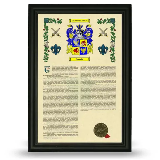 Bonaile Armorial History Framed - Black