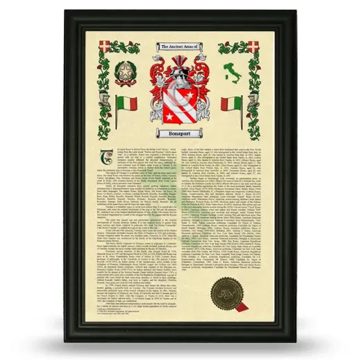 Bonapart Armorial History Framed - Black