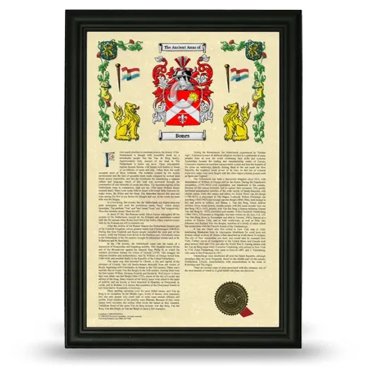 Bones Armorial History Framed - Black