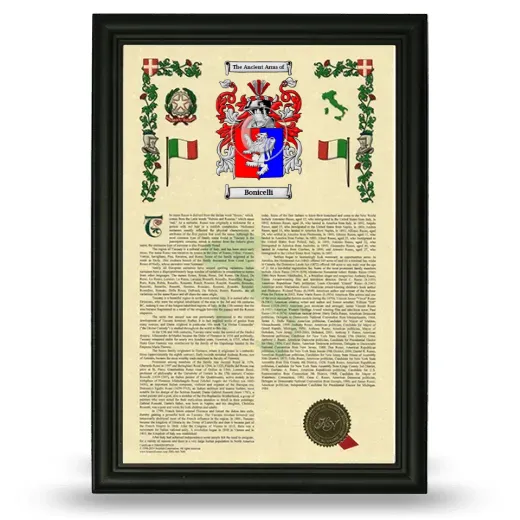 Bonicelli Armorial History Framed - Black