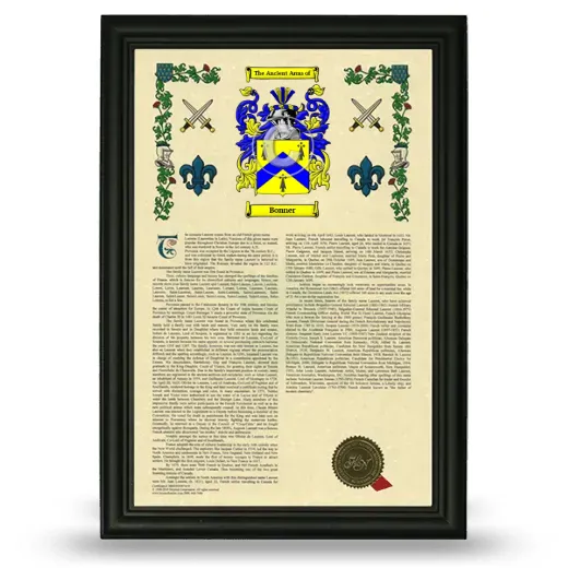 Bonner Armorial History Framed - Black