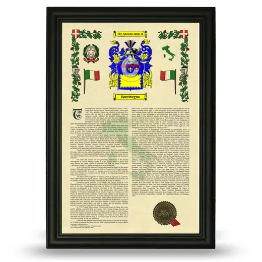 Bontivegna Armorial History Framed - Black