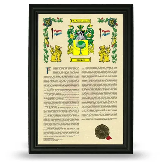 Boomes Armorial History Framed - Black