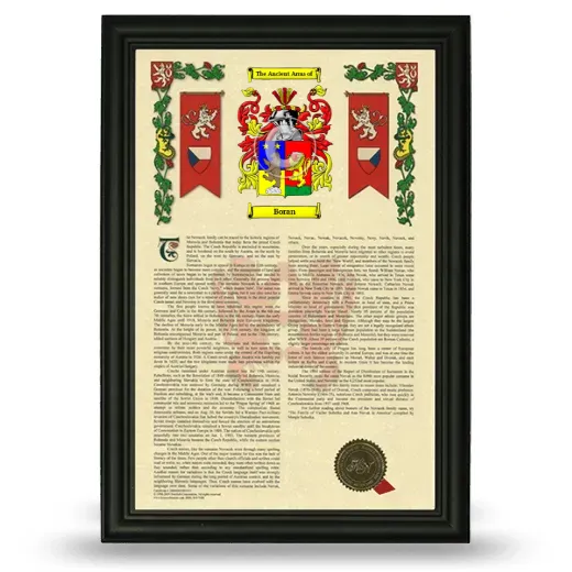 Boran Armorial History Framed - Black