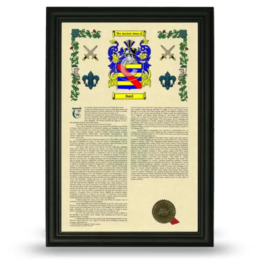 Bord Armorial History Framed - Black