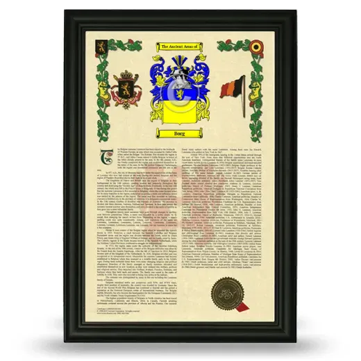 Borg Armorial History Framed - Black