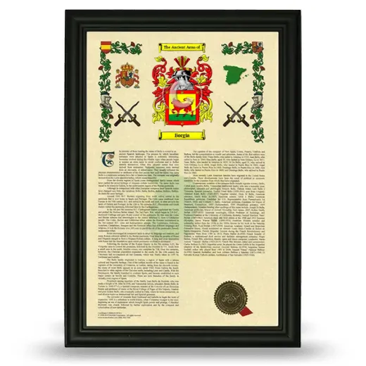 Borgia Armorial History Framed - Black