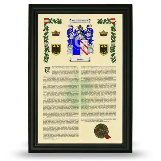 Borker Armorial History Framed - Black