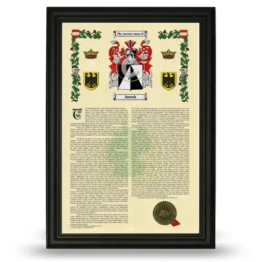 Borsch Armorial History Framed - Black