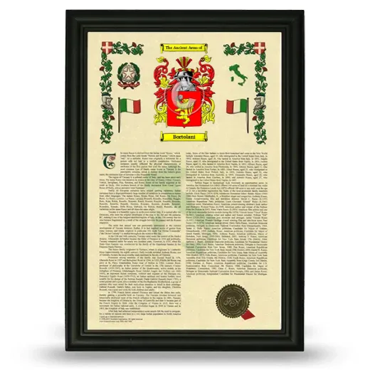 Bortolani Armorial History Framed - Black