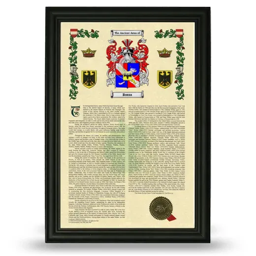 Borza Armorial History Framed - Black