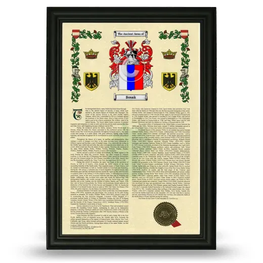 Bosak Armorial History Framed - Black