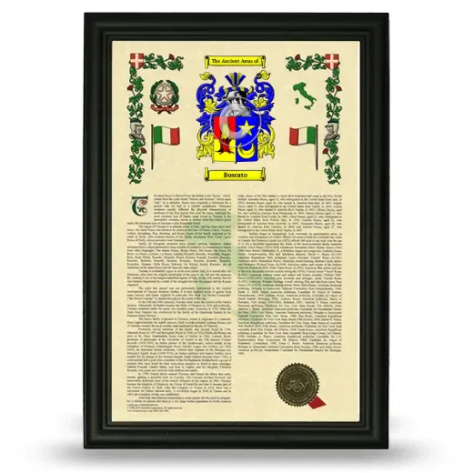 Boscato Armorial History Framed - Black