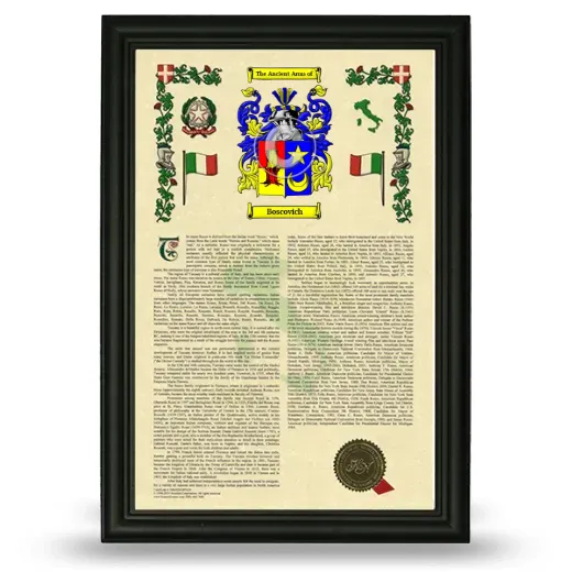 Boscovich Armorial History Framed - Black