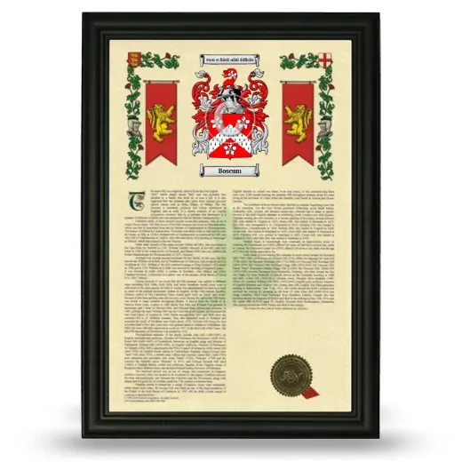 Boscum Armorial History Framed - Black