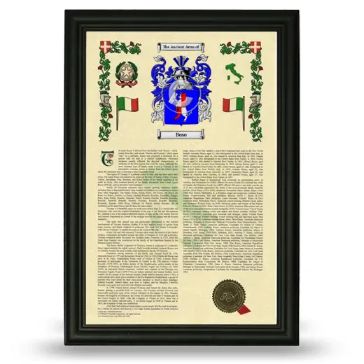 Boso Armorial History Framed - Black
