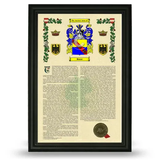 Bosse Armorial History Framed - Black