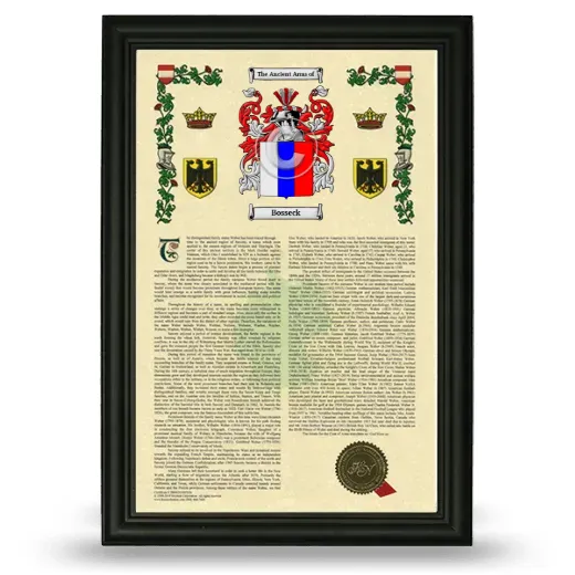 Bosseck Armorial History Framed - Black