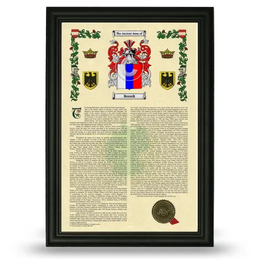Bossek Armorial History Framed - Black