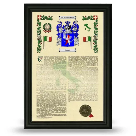 Bossis Armorial History Framed - Black