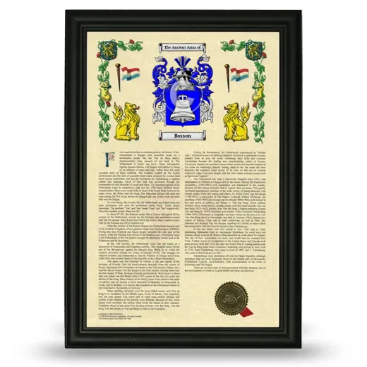 Bosson Armorial History Framed - Black