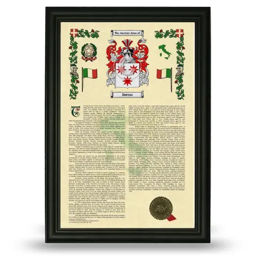 Bottas Armorial History Framed - Black