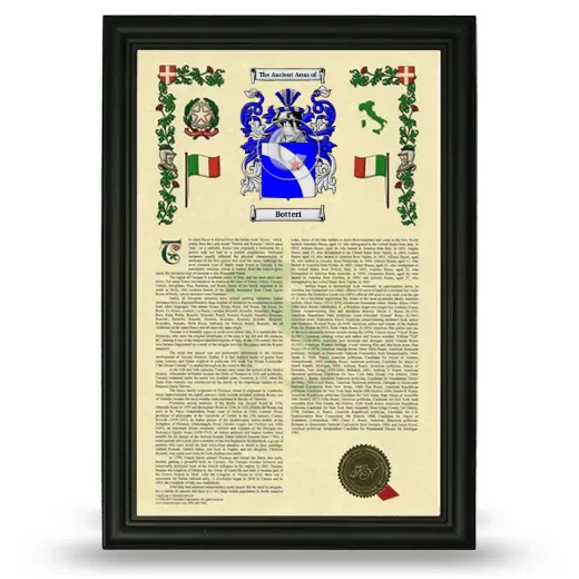 Botteri Armorial History Framed - Black