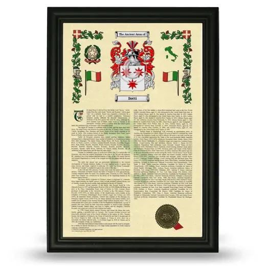 Botti Armorial History Framed - Black