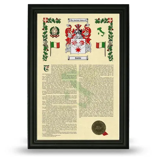 Bottis Armorial History Framed - Black
