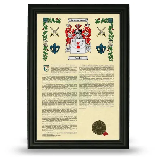Boudri Armorial History Framed - Black