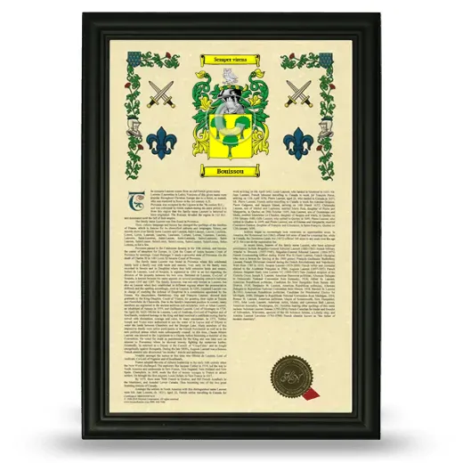 Bouissou Armorial History Framed - Black
