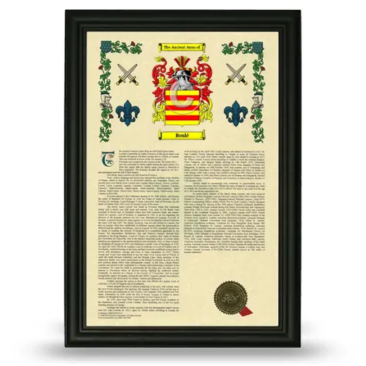 Boulé Armorial History Framed - Black