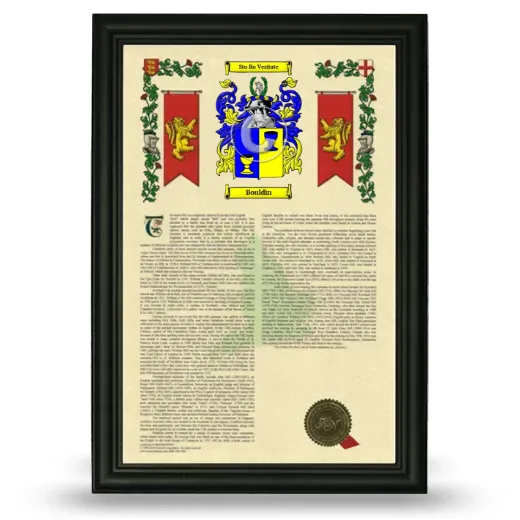 Bouldin Armorial History Framed - Black