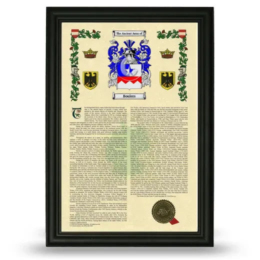 Boulers Armorial History Framed - Black