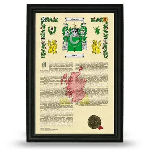 Bour Armorial History Framed - Black