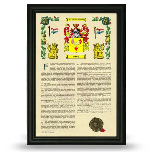 Bourg Armorial History Framed - Black