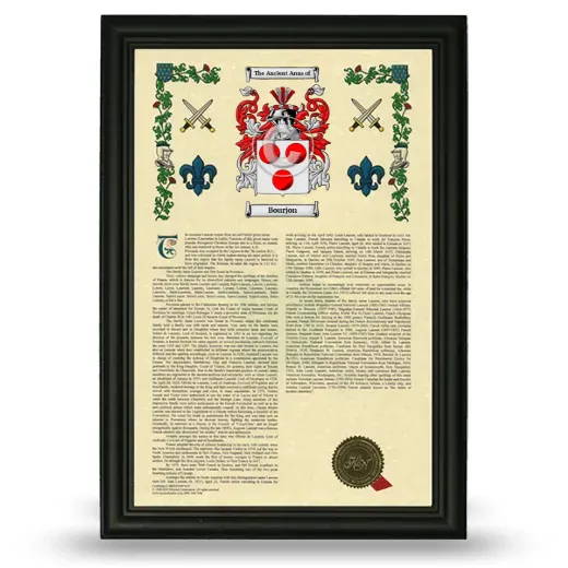 Bourjon Armorial History Framed - Black